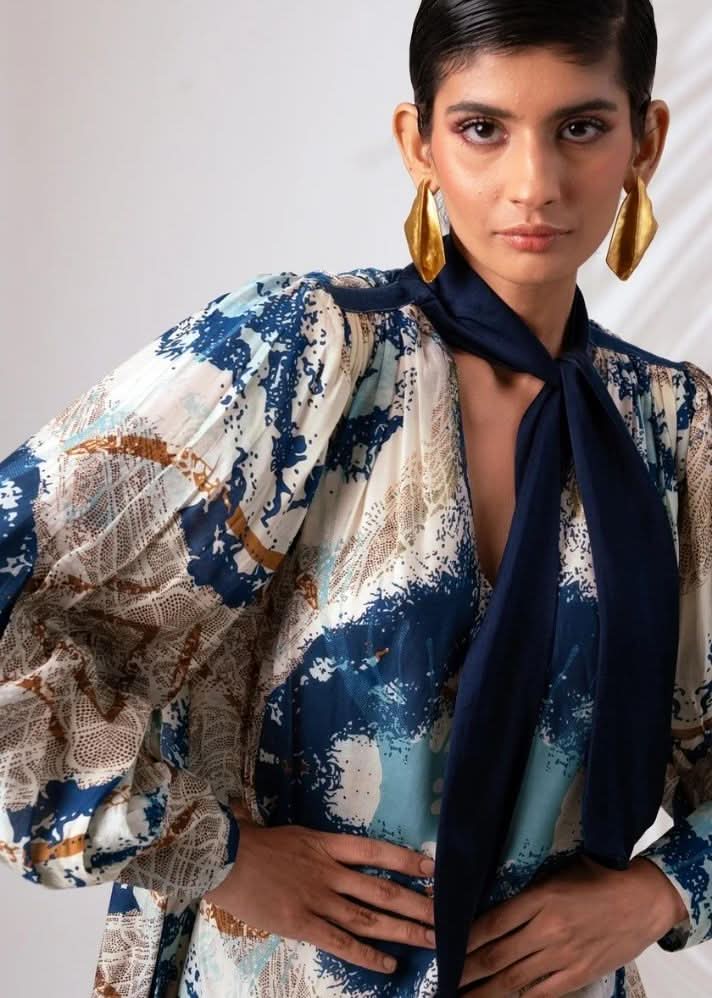 A Model Wearing Multicolor Modal Silk Baltic Short Dress, curated by Only Ethikal