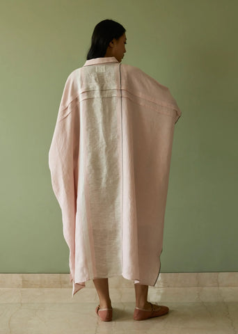 Bora Colour Blocked Linen Kaftan- Blush