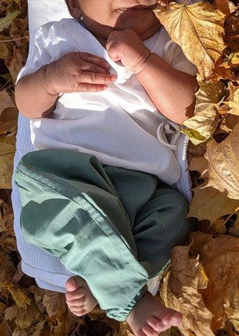 Unisex Organic Essential White Angrakha Top & Mint Pants