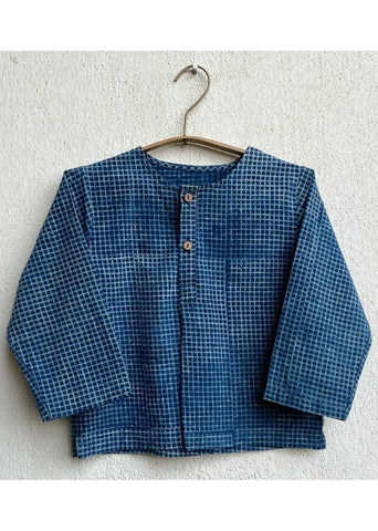 Unisex Organic Indigo Check Kurta & Matching Pants