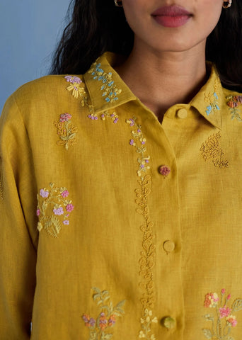 Alila Embroidered Oversized Co-Ord Set-Ochre