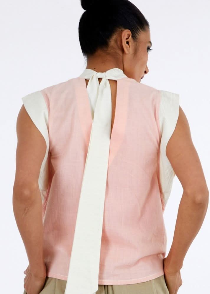 A Model Wearing Pink Pure Cotton Cho Muted Pink Top, curated by Only Ethikal