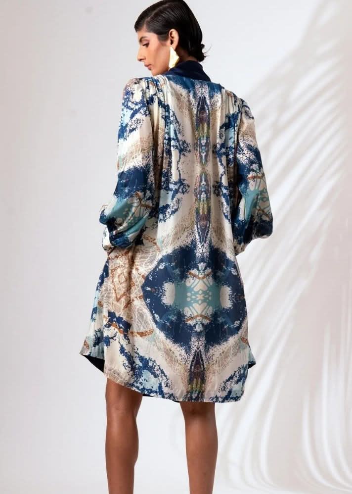 A Model Wearing Multicolor Modal Silk Baltic Short Dress, curated by Only Ethikal