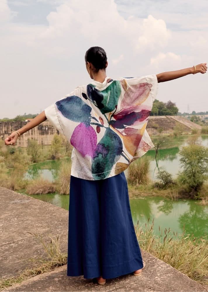 A Model Wearing Multicolor,Pure Cotton Bulbul Dress curated by Only Ethikal