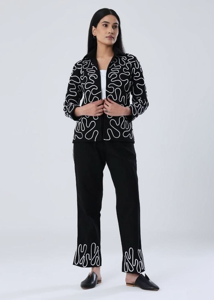 A Model Wearing Black Cotton Twill Moonlight Blazer , curated by Only Ethikal