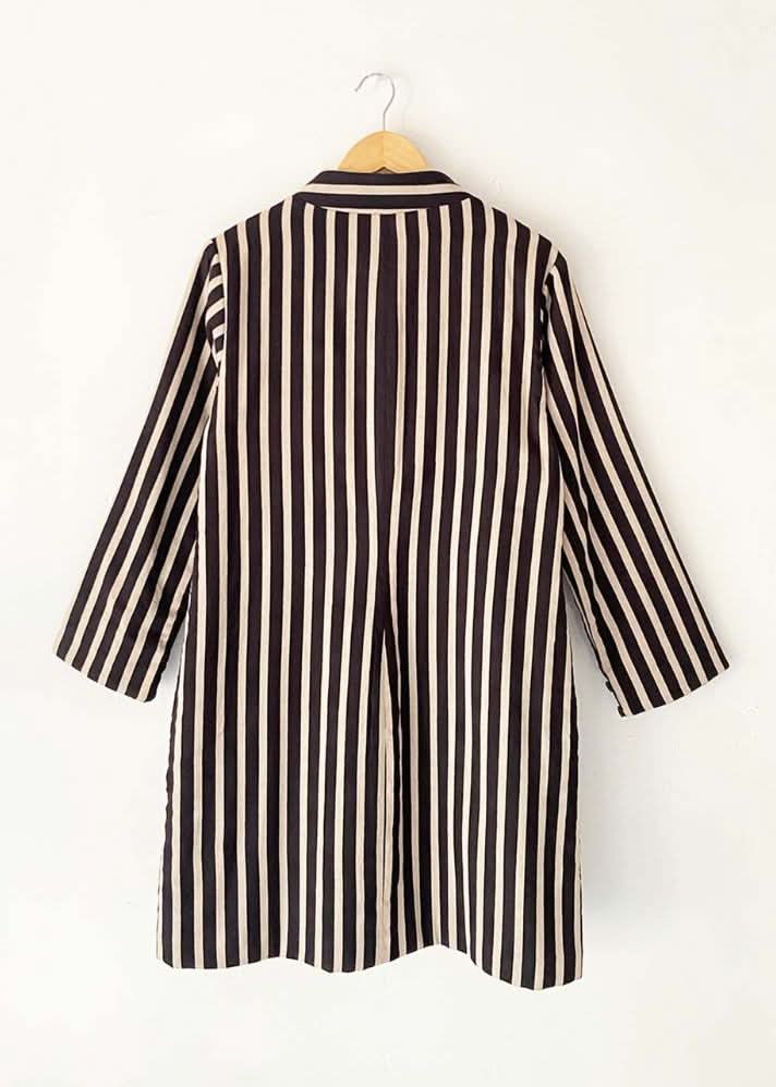 A Model Wearing Black Warm sandwich fabric Illusion Reversable Jacket curated by Only Ethikal