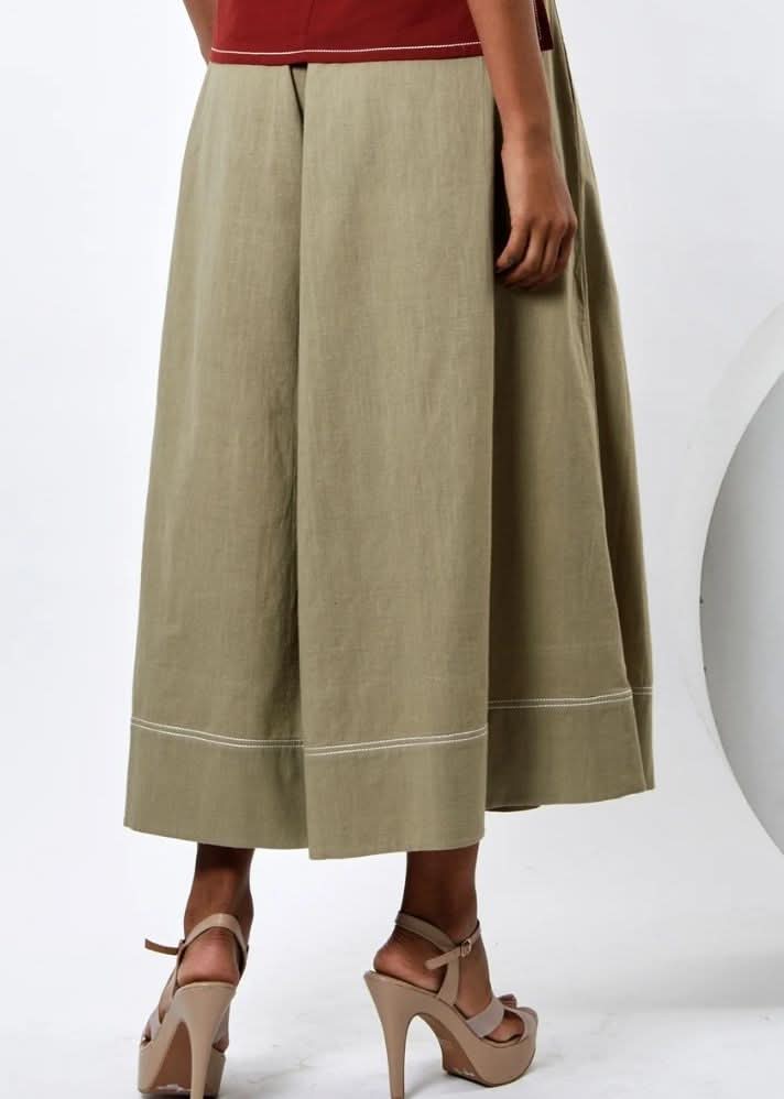 A Model Wearing Beige Pure Cotton Oshi Grey-Beige Pant, curated by Only Ethikal