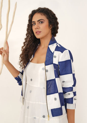 A Model Wearing Multicolor Handwoven Cotton Desert Lily Jacket , curated by Only Ethikal