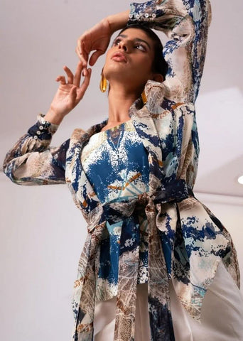 A Model Wearing Multicolor Cotton Twill Crystal Co-Ord Set, curated by Only Ethikal