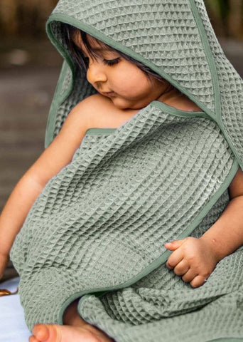 Organic Waffle Hooded Towel Set - Grey