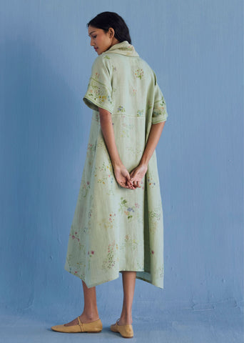 Imara Cowl Neck Linen Dress - Mint