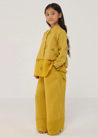 Kids Leina A- Line Linen Co-Ord Set- Ochre