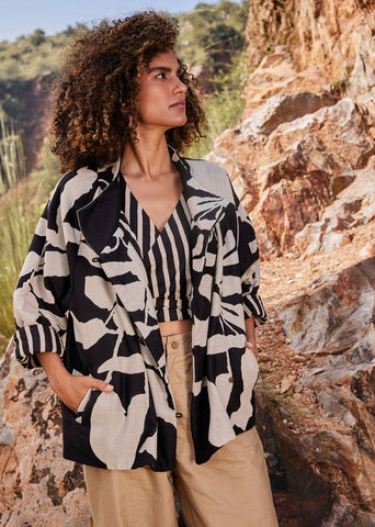 A Model Wearing Multicolor,Pure Cotton Ebony's Desire Jacket curated by Only Ethikal