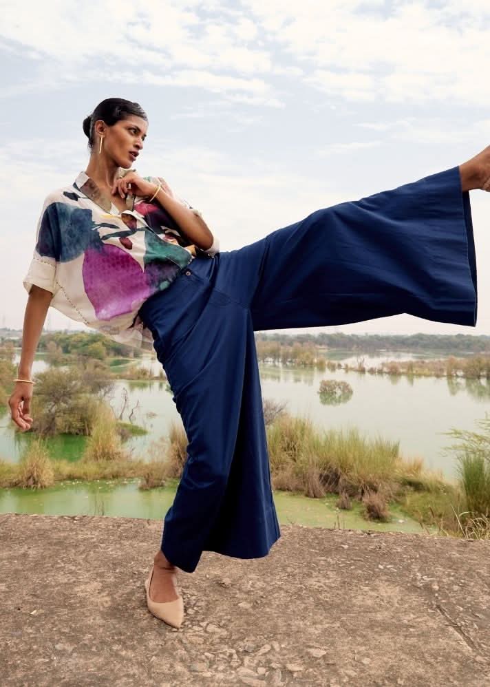 A Model Wearing Multicolor,Pure Cotton Romia Dress curated by Only Ethikal