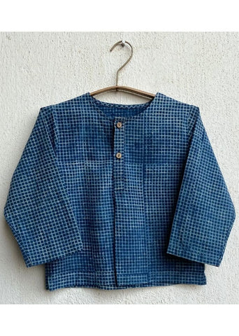 Unisex Organic Indigo Check Kurta & Indigo Raidana Pants