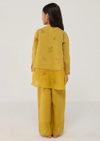 Kids Leina A- Line Linen Co-Ord Set- Ochre