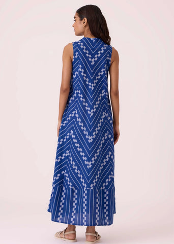 Nikol Blue Striped Ikat Dress