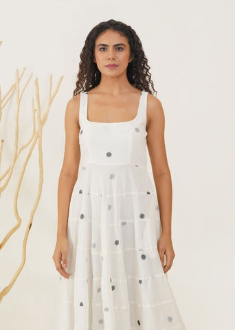 A Model Wearing Multicolor Handwoven Cotton Desert Lily Dress , curated by Only Ethikal