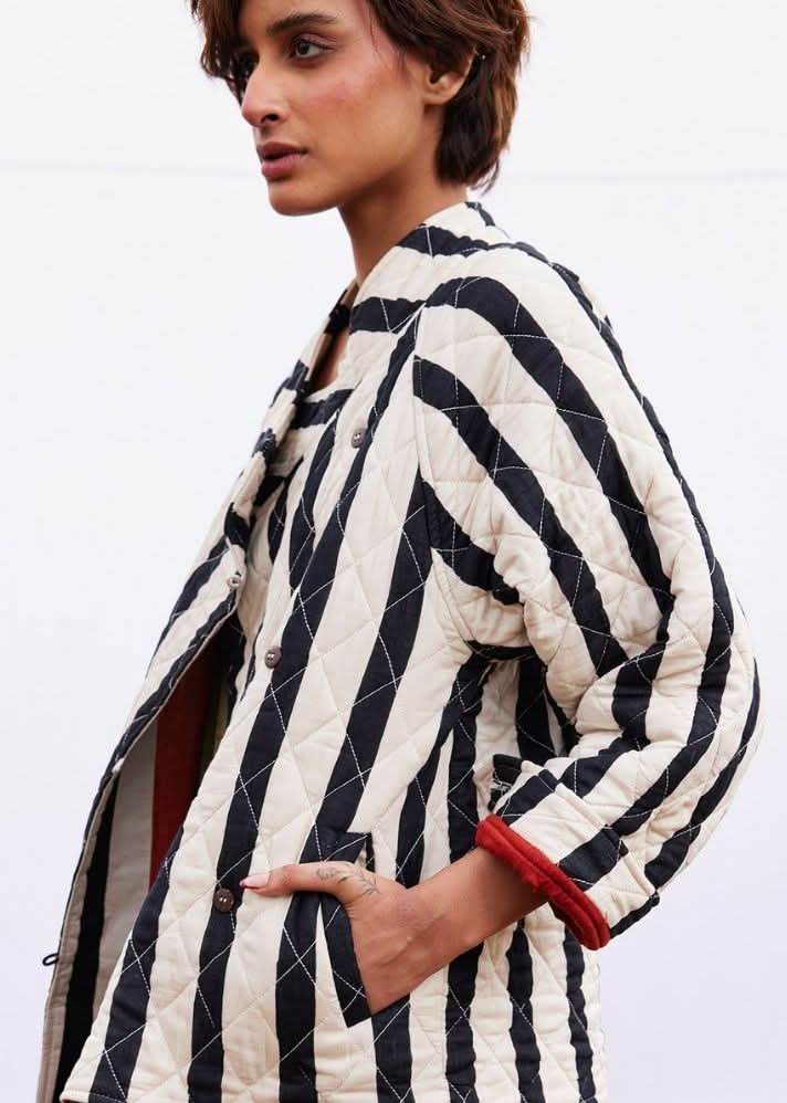 A Model Wearing Multicolor,Pure Cotton Jade Jacket curated by Only Ethikal