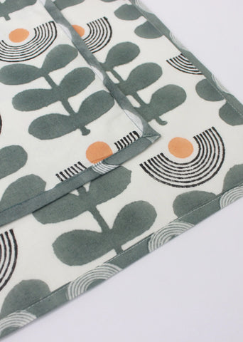 Modern Floral Sustainable Table Linen Set- Placemats & Napkin- Set Of Two