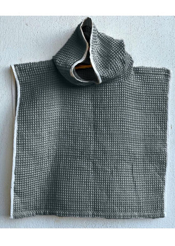 Organic Waffle Hooded Poncho Towel Set - Grey