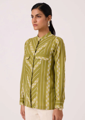 Wilde Green Striped Ikat Shirt
