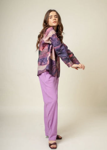A Model Wearing Multicolor Upcycled Cotton Earo Printed Multicolor Shirt, curated by Only Ethikal