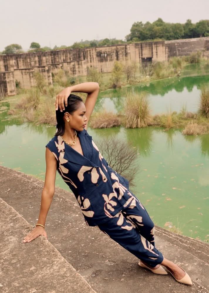 A Model Wearing Multicolor,Pure Cotton Romia Dress curated by Only Ethikal