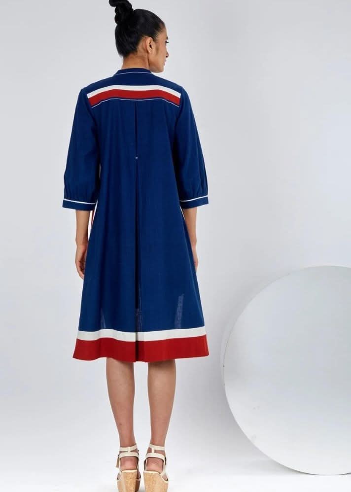 A Model Wearing Blue Pure Cotton Chiqa Indigo Tunic, curated by Only Ethikal