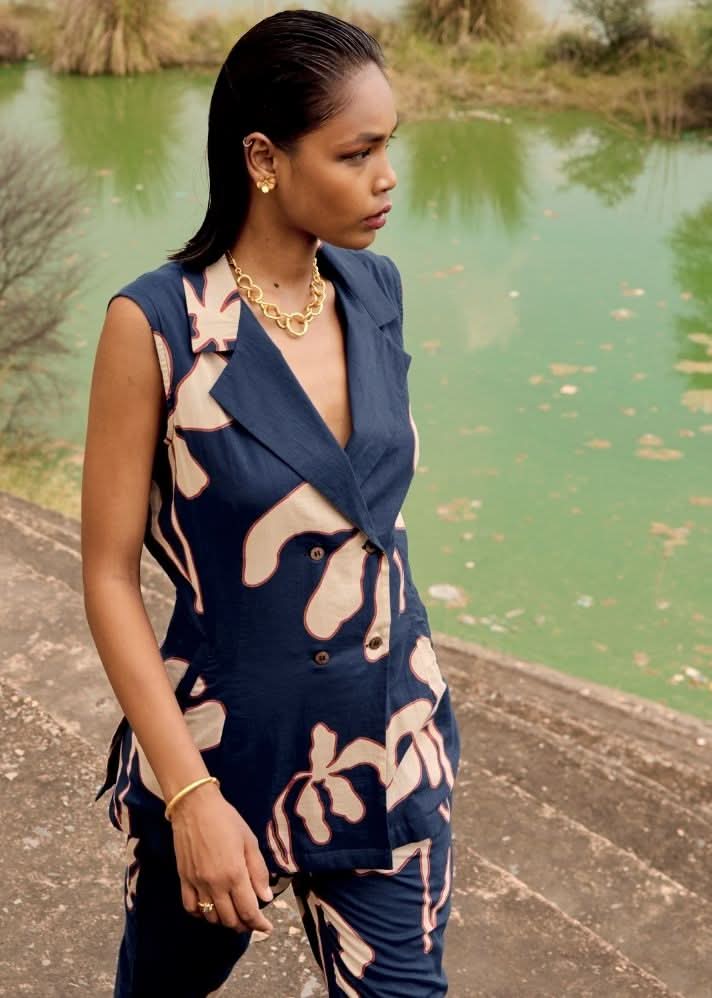 A Model Wearing Multicolor,Pure Cotton Ioras Co-ord Set,curated by Only Ethikal