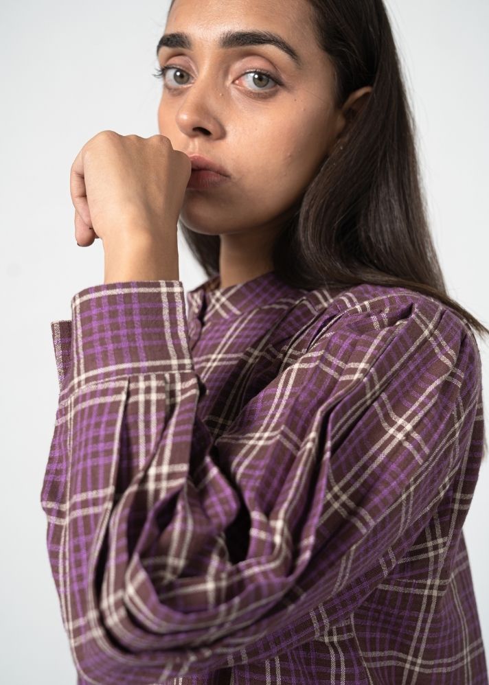 Purple Fields Handwoven Organic Cotton Shirt Dress - onlyethikal