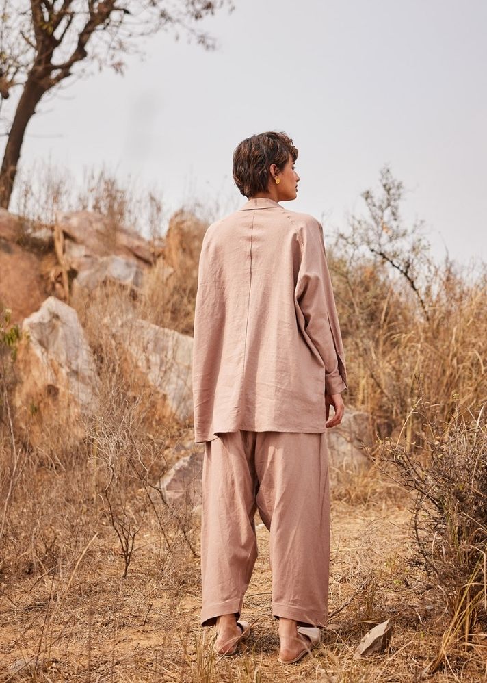 A Model Wearing Brown Cotton Mul Dune co ord set curated by Only Ethikal