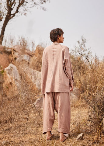 A Model Wearing Brown Cotton Mul Dune co ord set curated by Only Ethikal