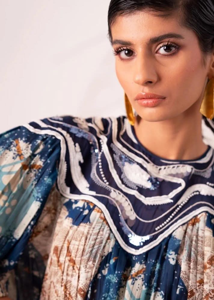 A Model Wearing Multicolor Modal Silk Arvo Co-Ord Set, curated by Only Ethikal