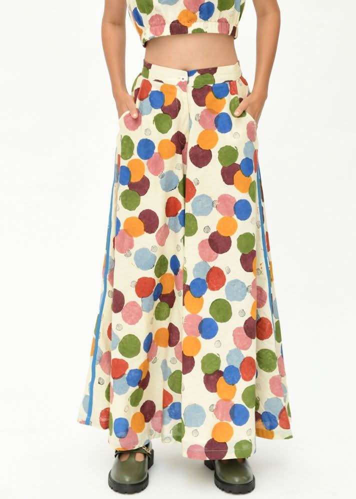 A Model Wearing Multicolor Organic Cotton Void Wide Pant , curated by Only Ethikal