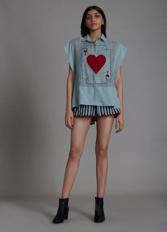 A Model Wearing Blue Linen Ace Shirt-Blue, curated by Only Ethikal