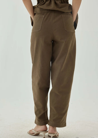 Top Stitch Detail High Waist Straight Pants