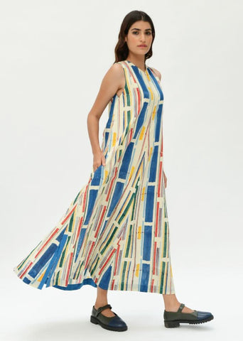 A Model Wearing Multicolor Organic Cotton Stellar Dress , curated by Only Ethikal
