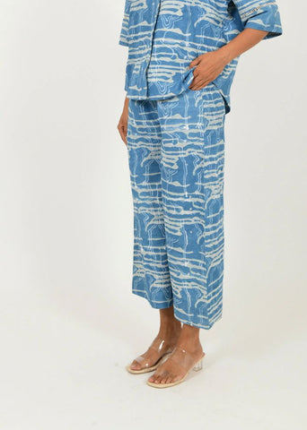 Indigo Splash Linen Pants