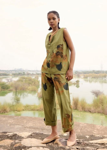 A Model Wearing Multicolor,Pure Cotton Cicada Bird Co-ord Set,curated by Only Ethikal