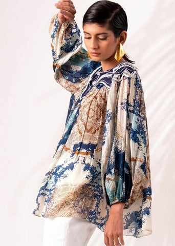 A Model Wearing Multicolor Modal Silk Arvo Co-Ord Set, curated by Only Ethikal