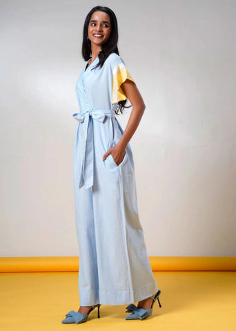 Blue Kaito Handloom Cotton Jumpsuit