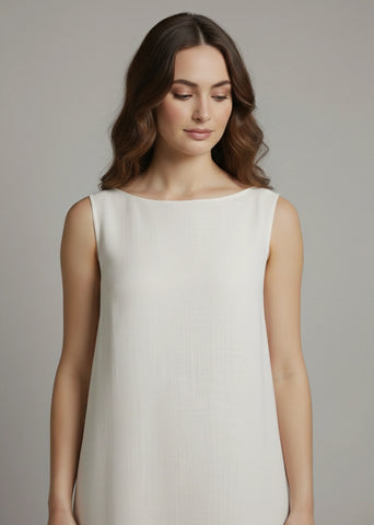 Palm Whisper | Ivory Linen Dress