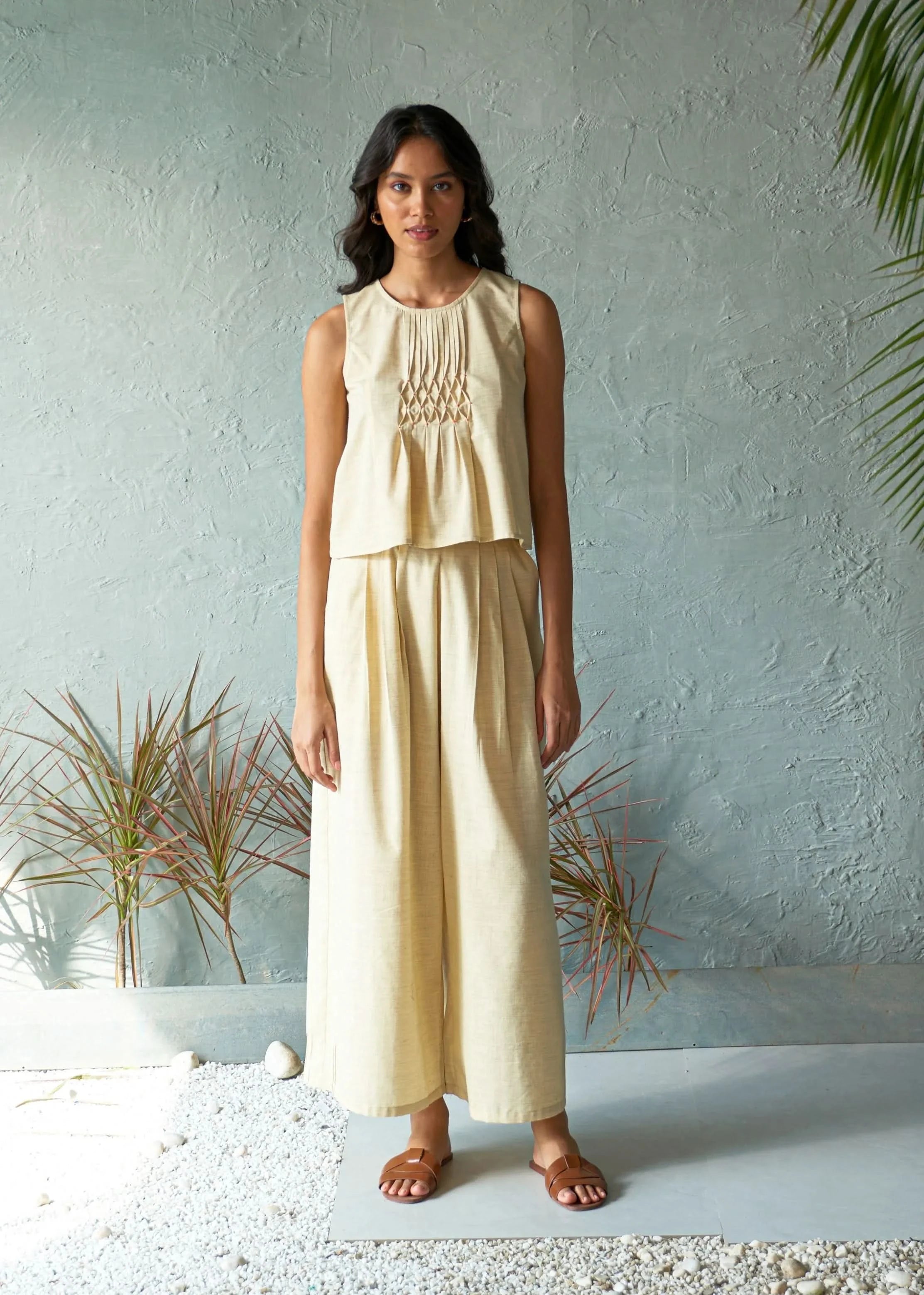 A Model Wearing Yellow Pure Cotton Buttercup Coord Set, curated by Only Ethikal