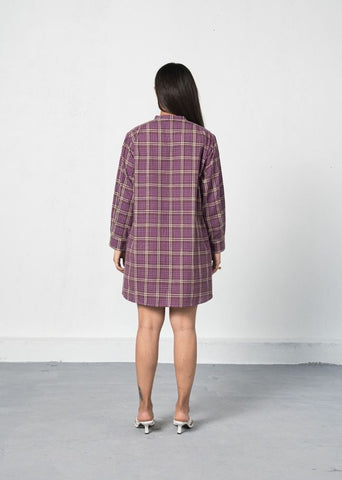 Purple Fields Handwoven Organic Cotton Shirt Dress - onlyethikal