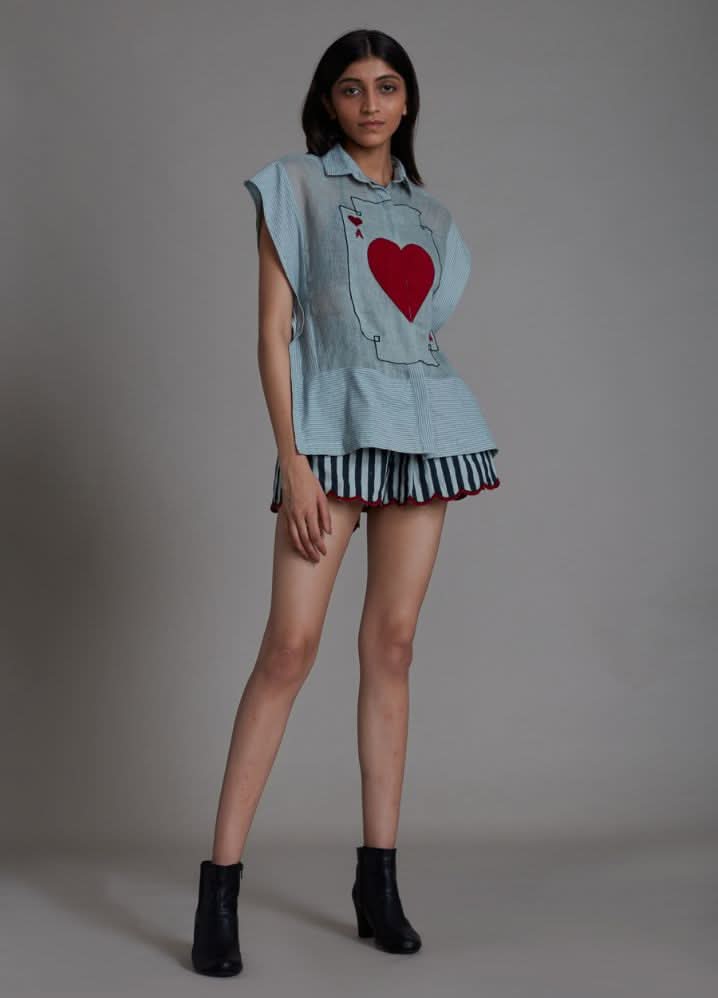 A Model Wearing Blue Linen Ace Shirt-Blue, curated by Only Ethikal