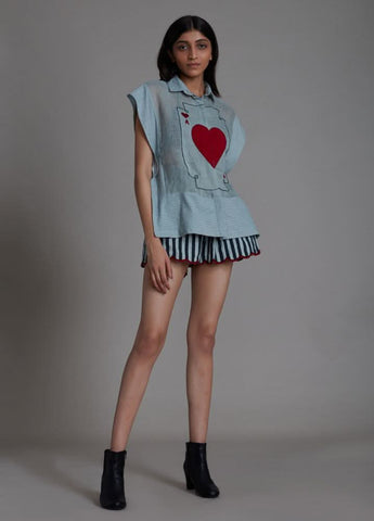 A Model Wearing Blue Linen Ace Shirt-Blue, curated by Only Ethikal