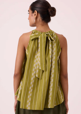 Sean Green Striped Ikat Top