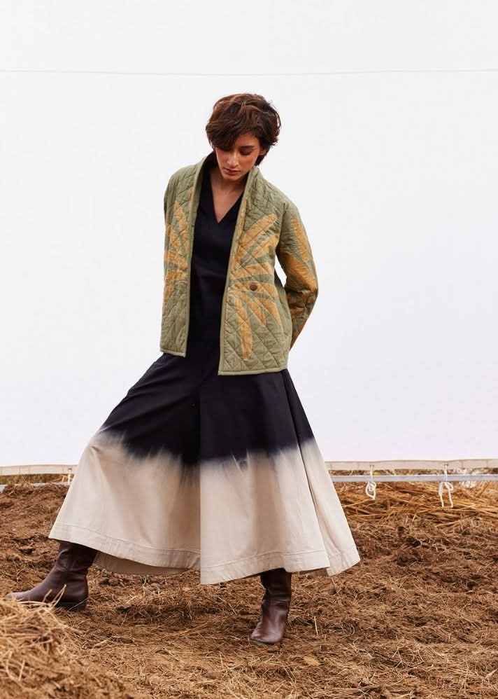 A Model Wearing Multicolor,Pure Cotton Lawn Jacket curated by Only Ethikal