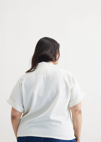 Free As The Ocean Handwoven Twill Off-White Top